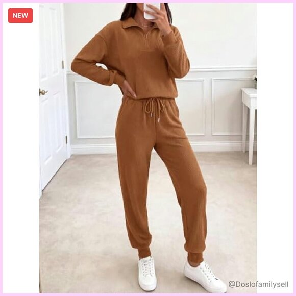 Y2K Tracksuit Set Half Zip Sweatshirt High Waist Sweatpants Lounge Wear - Picture 4 of 8